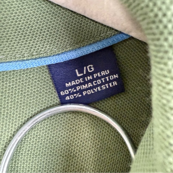 Tommy Bahama IslandZONE Button Up Top Mens Large Collared Green Pima Cotton - Picture 5 of 6